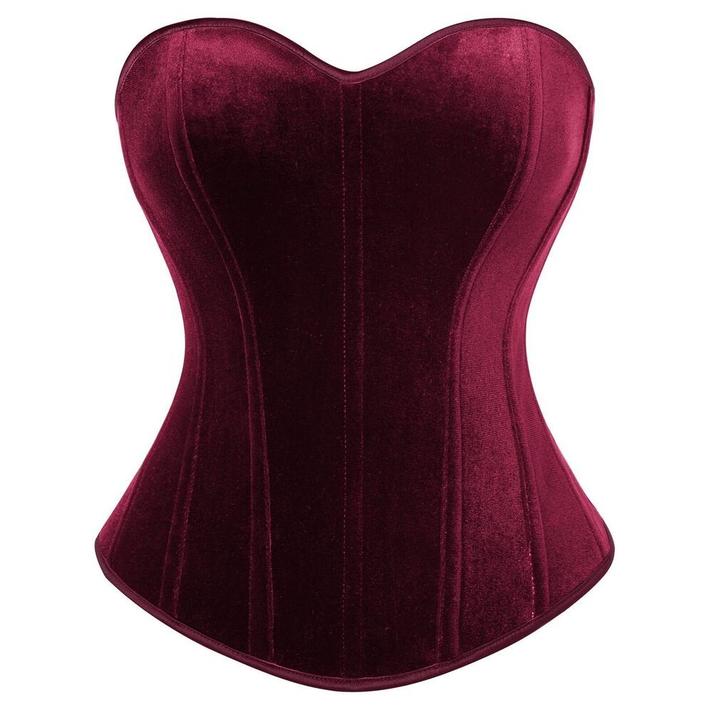 9867 Renaissance Corset Top Red Velvet Bustier Strapless Overbust